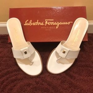 White Ferragamo flats 7.5 fit 6-6.5